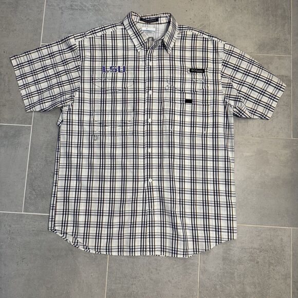 Columbia PFG Super Bonehead LSU Tigers White Purple Sz Medium - Picture 2 of 11